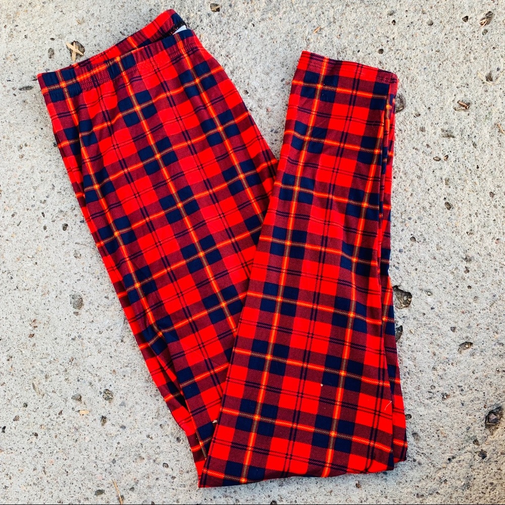 Red Christmas Plaid Leggings